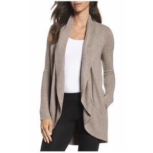 Barefoot Dreams Circle Shawl Collar Cardigan Sweater Brown Heather Size L/XL